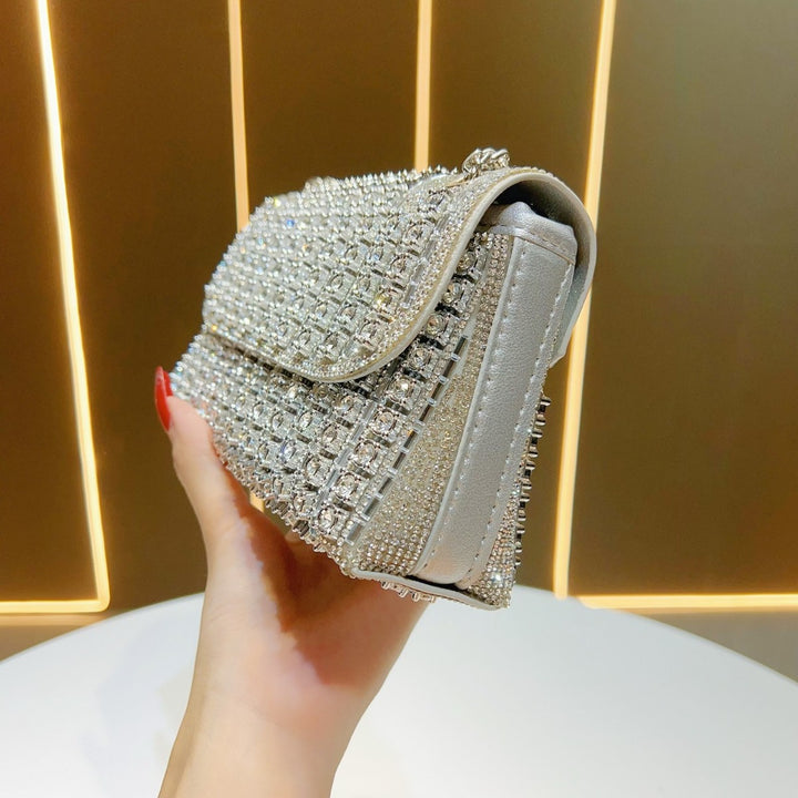 Rhinestone-Embellished Evening Shoulder Bag
