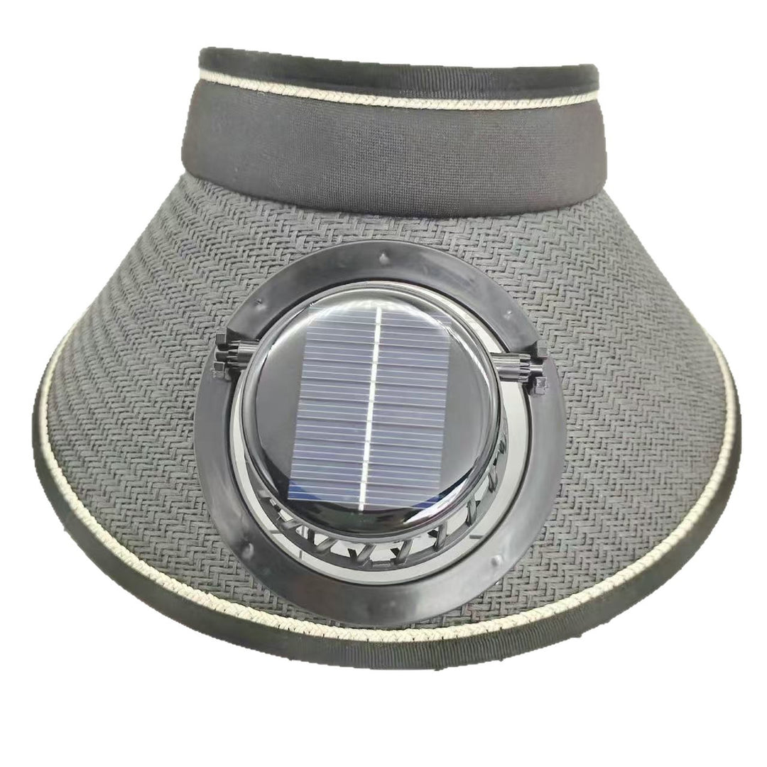 Adjustable sunshade for with removable solar fan and breathable straw effect Stornfield
