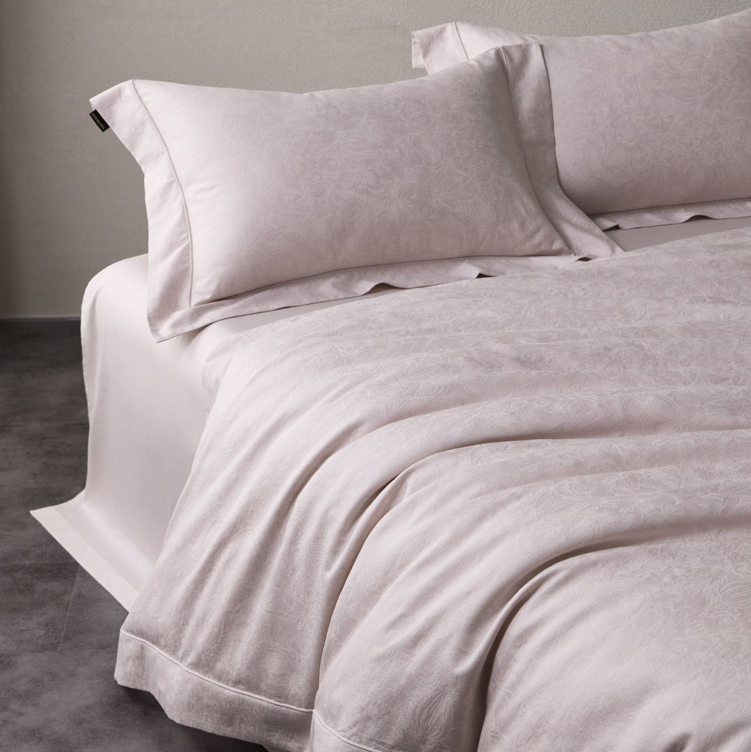 Cotton-Blend Jacquard Duvet Cover Set with Euro Shams & Decorative Lumbar