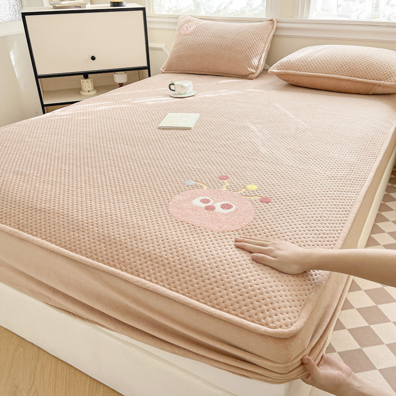 Plush Quilted Mattress Topper with Embroidered Puppy