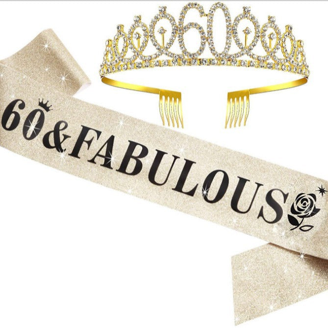 Women's Glittering Birthday Tiara Set with Sash Stornfield