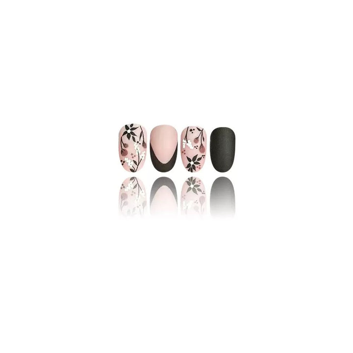 Artificial Nail Set with Elegant Floral Accents and Stylish Shine Stornfield
