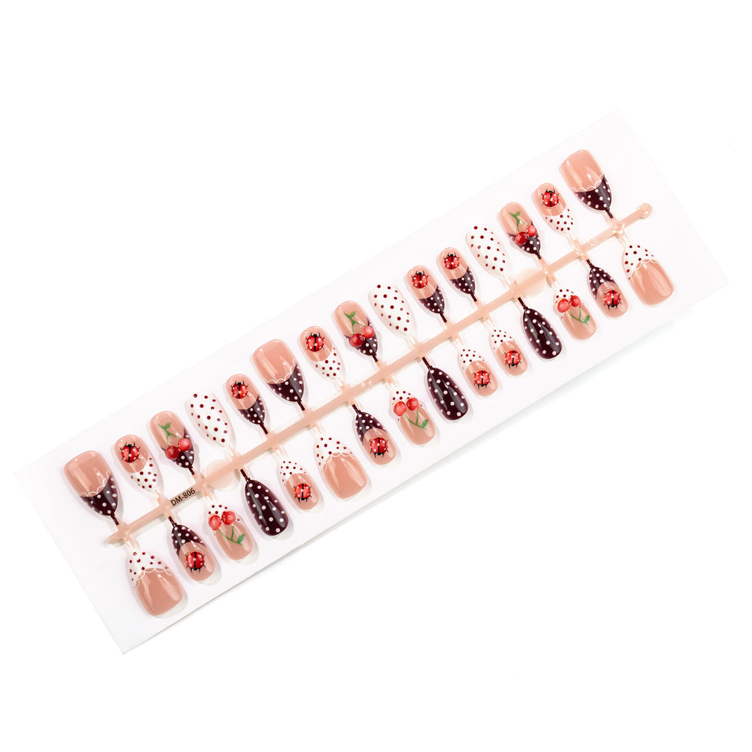Artistic Cherry-Themed Press-On Nails Stornfield