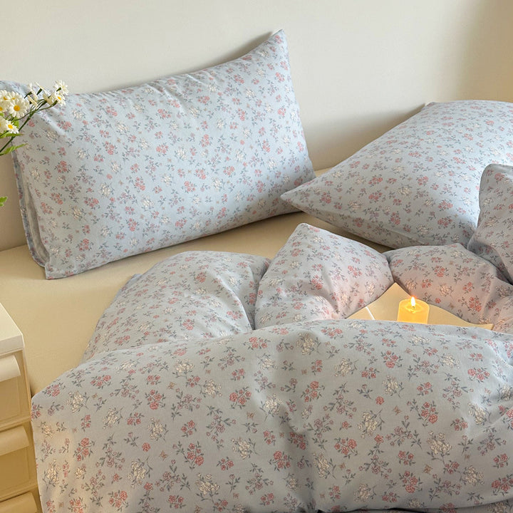 Plaid Cotton Sateen Duvet Cover and Pillowcase Bedding Set