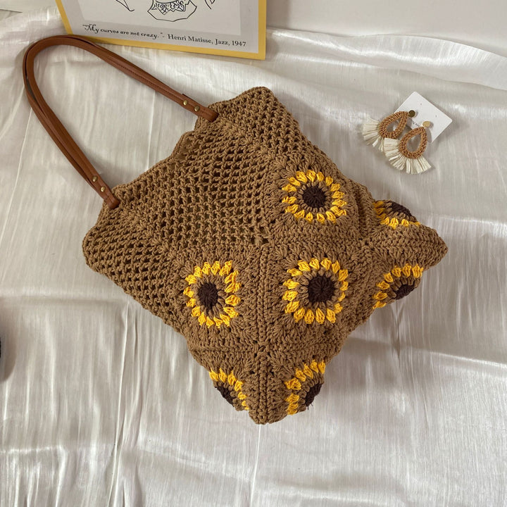 Handcrafted Macrame Bag with Unique Sunflower Pattern Stornfield