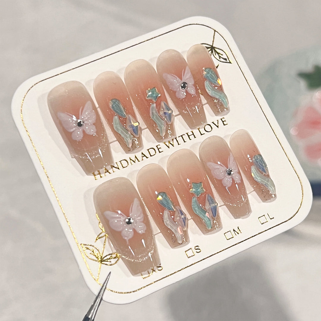 Artful Nail Extensions with Delicate Flower Design Stornfield