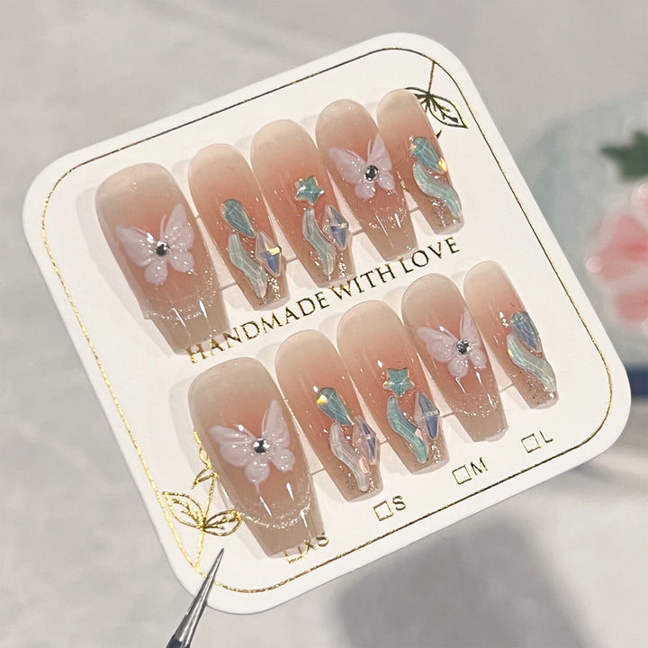 Artful Nail Extensions with Delicate Flower Design Stornfield