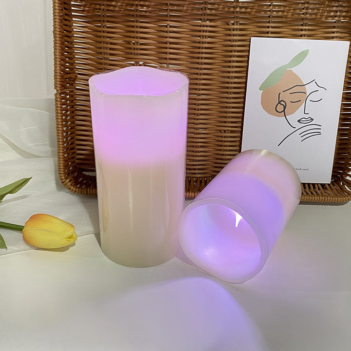 Realistic Wax-Look Battery-Operated LED Pillar Candle Set with Soft Flicker Flame