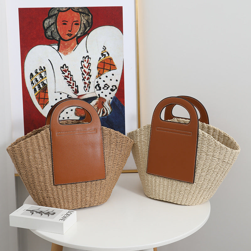 Fashionable basket bag with elegant leather accents Stornfield