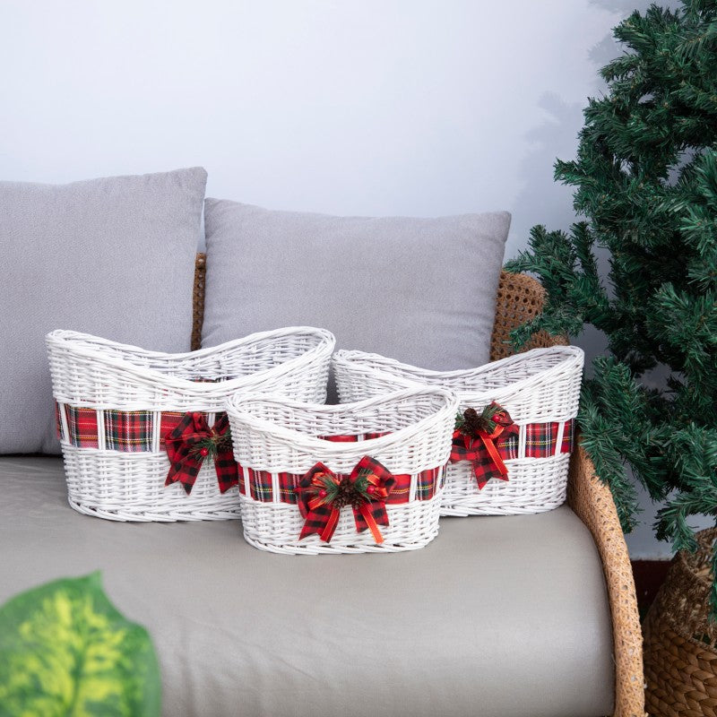 Decorative Woven Storage Basket with Festive Ribbon Stornfield