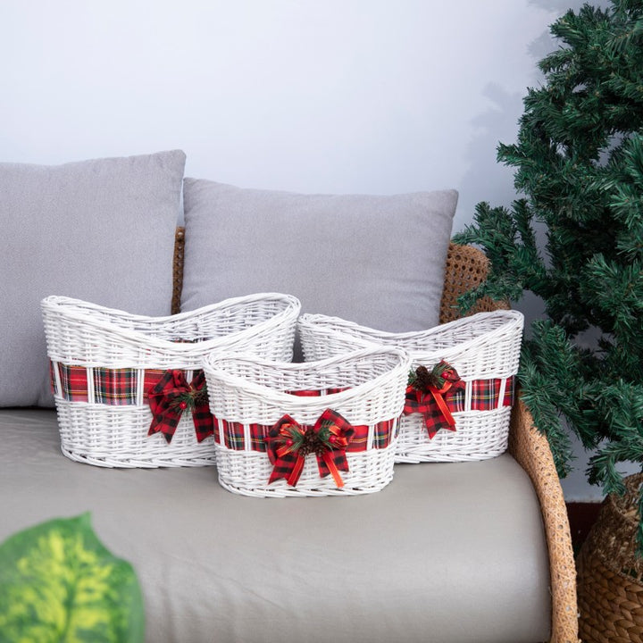 Decorative Woven Storage Basket with Festive Ribbon Stornfield