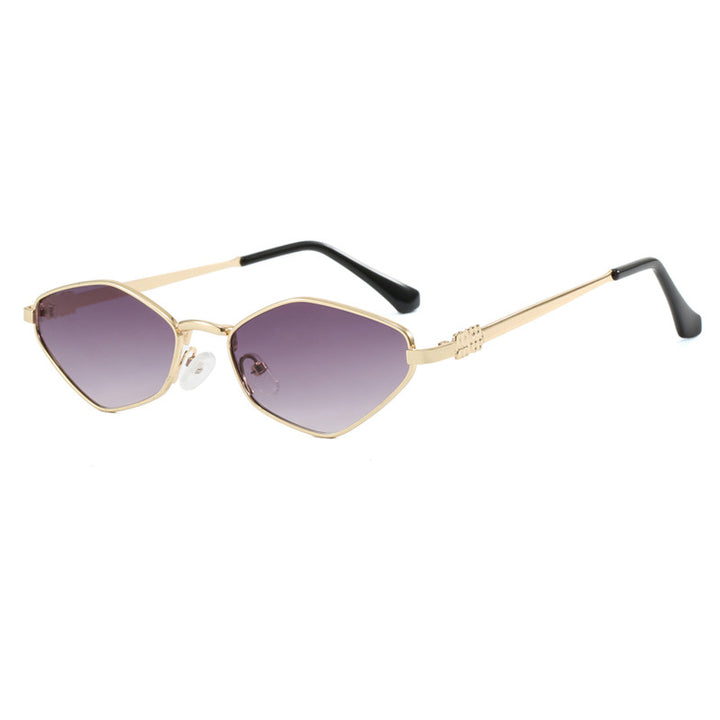 Women's geometric sunglasses with glossy metal frame and polarized lenses Stornfield