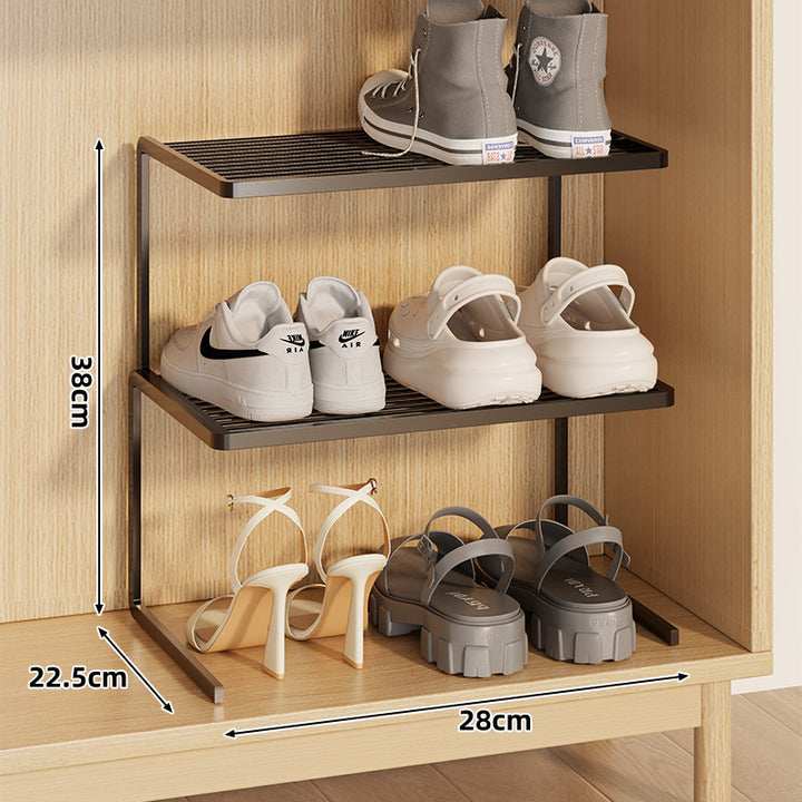 Compact Double-Layer Adjustable Shoe Shelf Riser for Cabinet and Closet