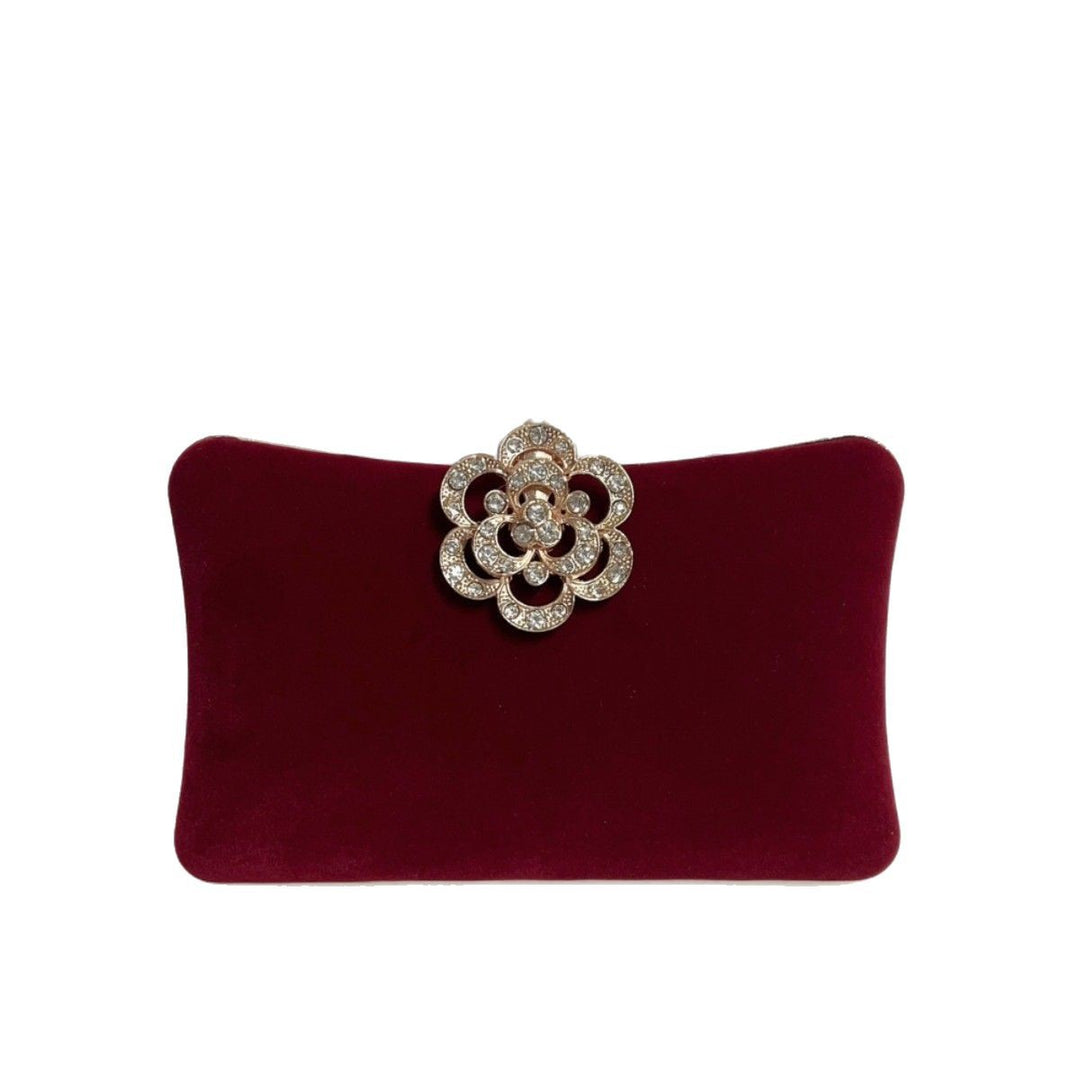 Elegant Floral Brooch Evening Clutch