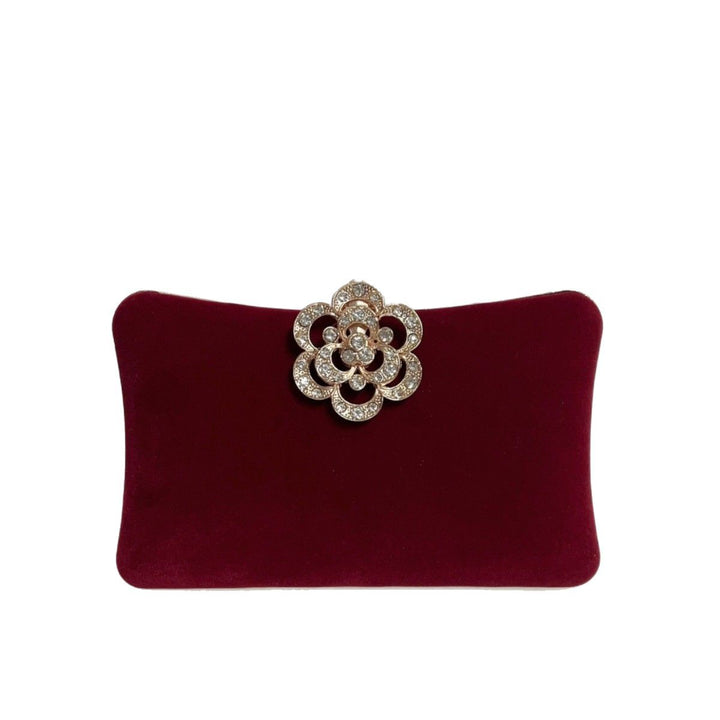 Elegant Floral Brooch Evening Clutch