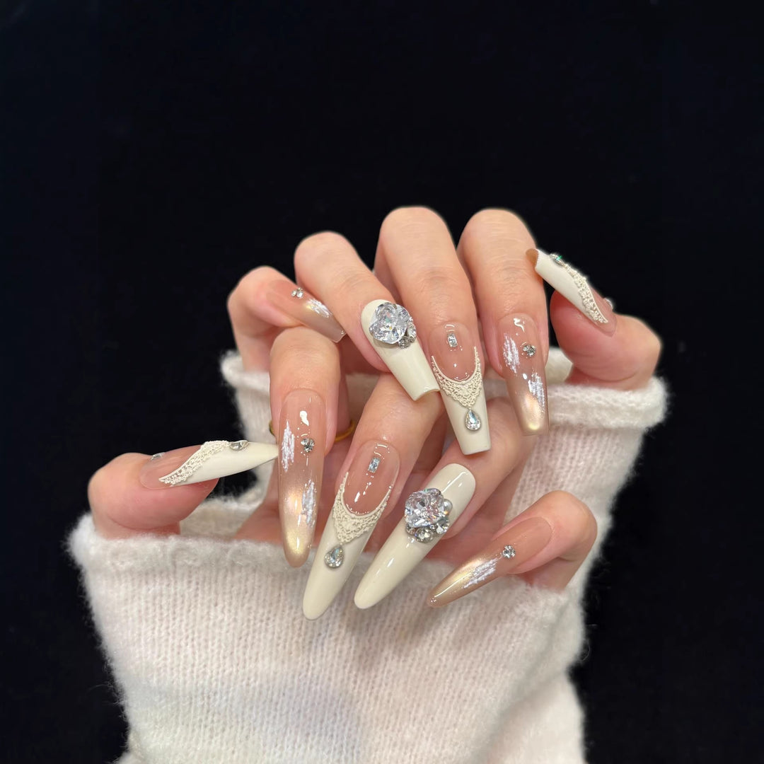 Luxurious Gel Nail Art Tips with Gem Accents