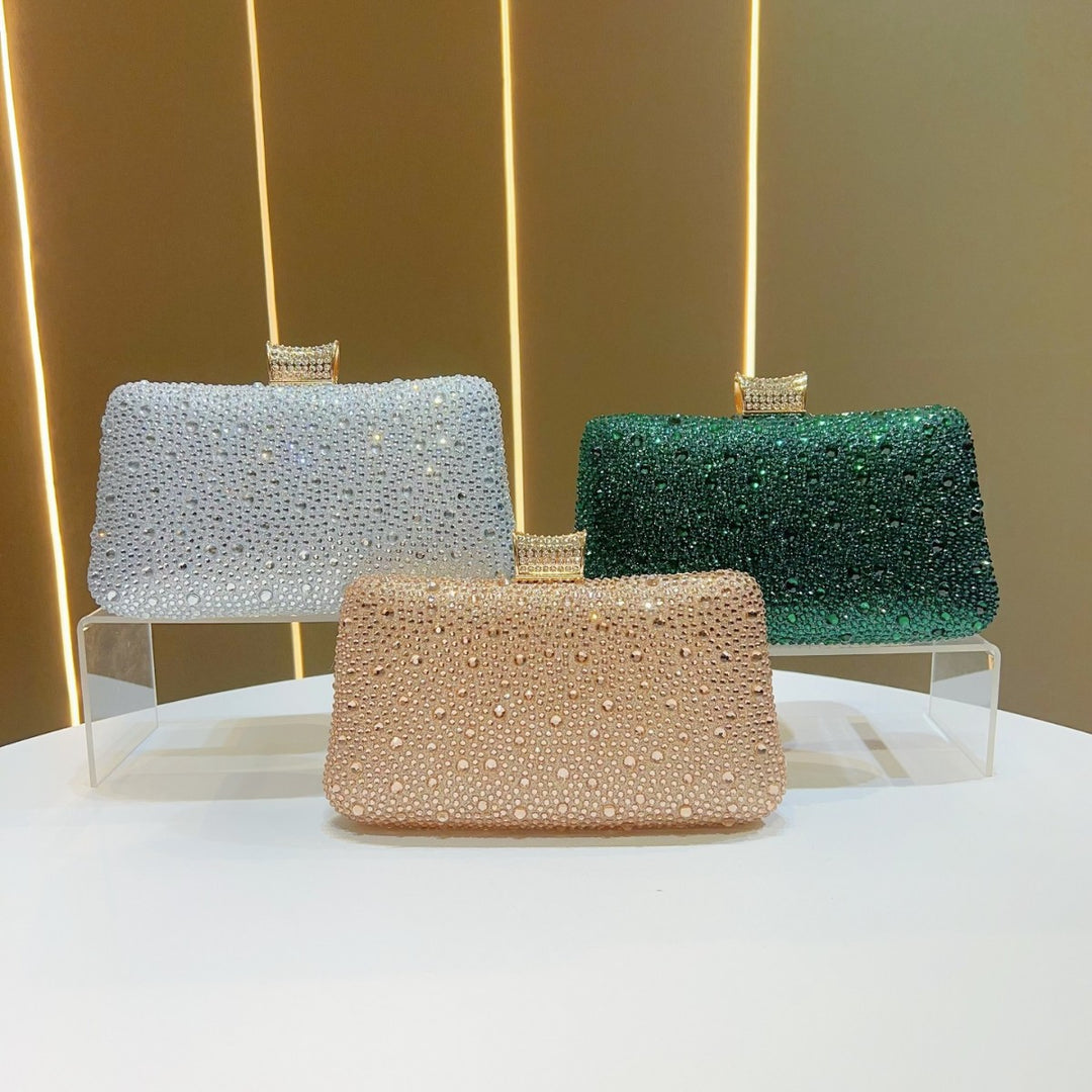Glittering Crystal-Studded Evening Clutch