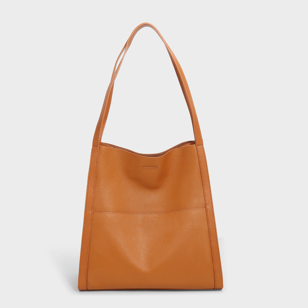 Pebbled Leather Slouchy Shoulder Tote Bag