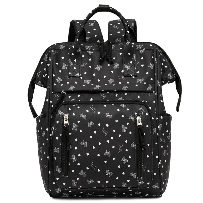 Stylish Heart-Printed Multi-Pocket Backpack Stornfield