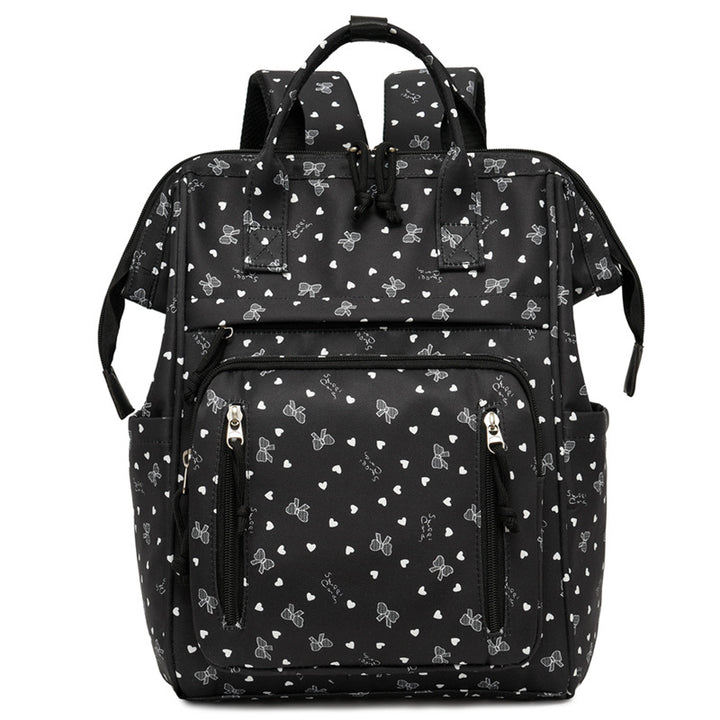 Stylish Heart-Printed Multi-Pocket Backpack Stornfield