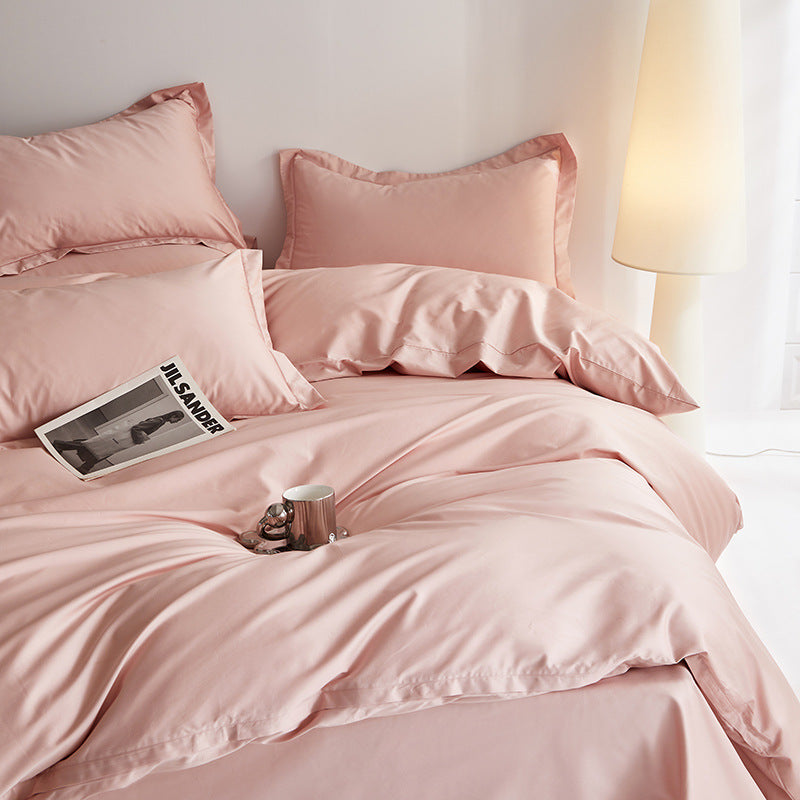 Premium cotton satin bed linen set with fine sheen and hotel closure