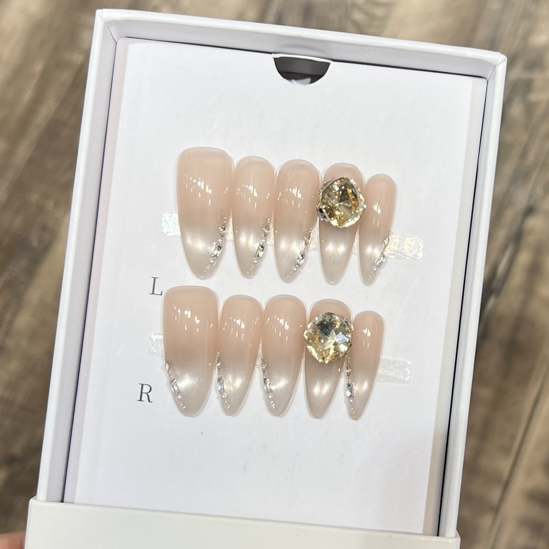Elegant Stiletto Nail Art Set with Crystal Embellishments Stornfield