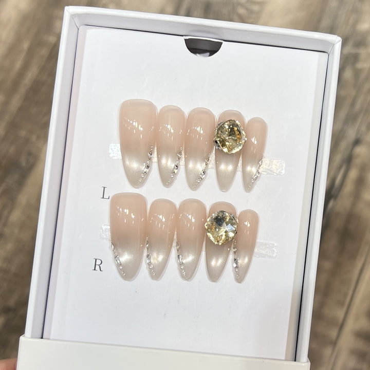 Elegant Stiletto Nail Art Set with Crystal Embellishments Stornfield