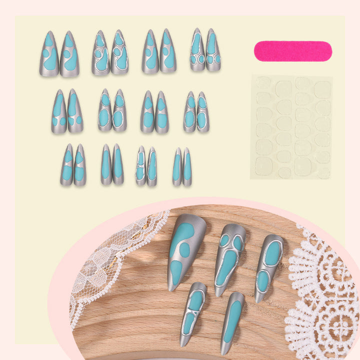 Acrylic nail set with modern geometric designs Stornfield