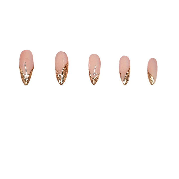 Elegant Stiletto Press-On Nails with Gold Accent Tips Stornfield