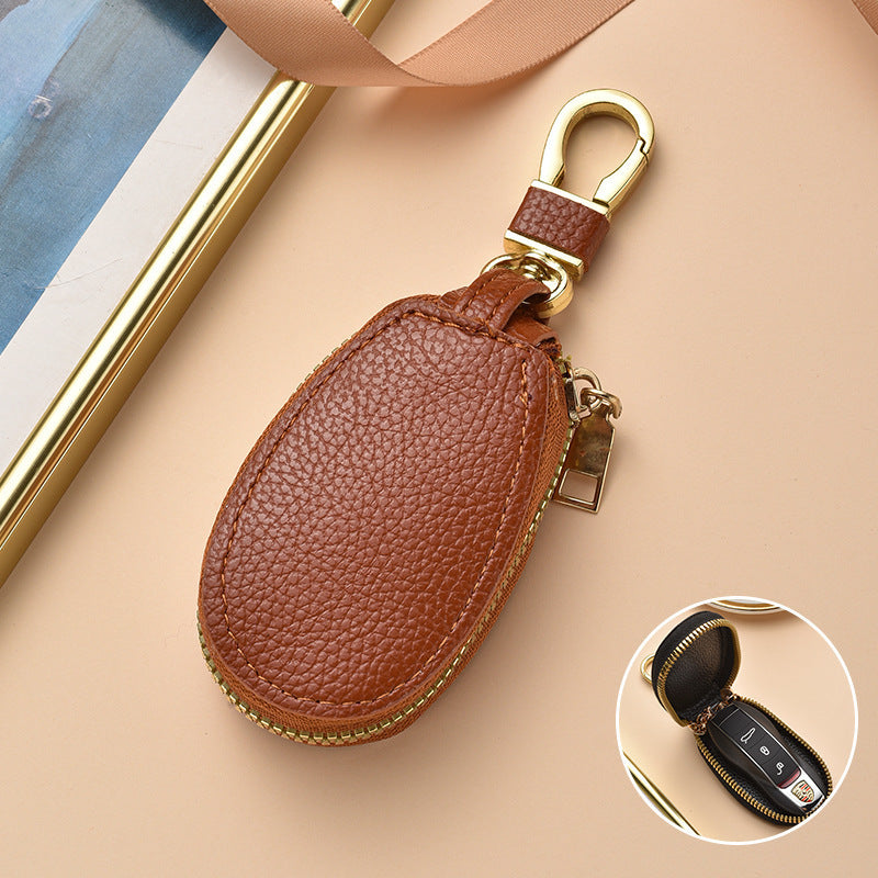 Compact Textured Leather Keychain Pouch Stornfield