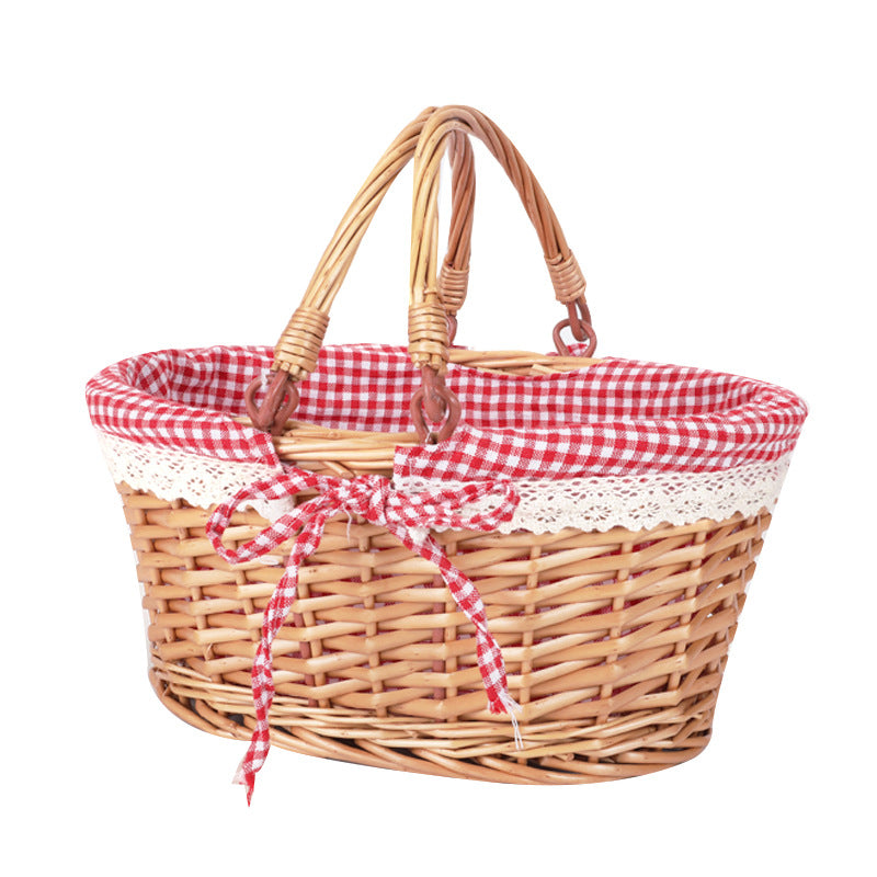 Ladies willow basket with removable fabric lining and practical carrying handle Stornfield