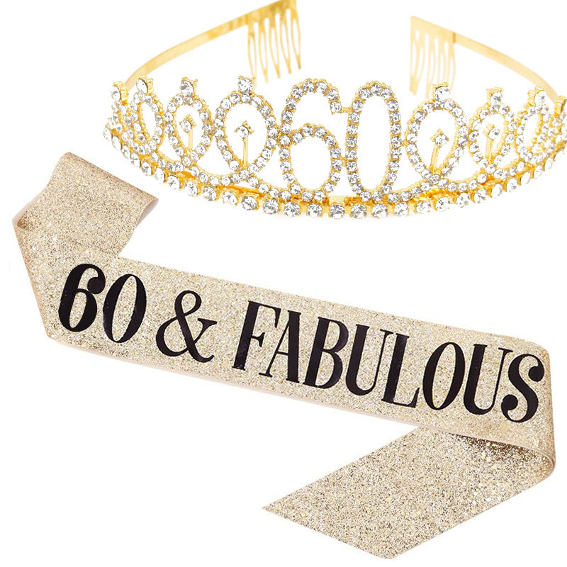 Girl Glittering Birthday Crown and Sash Set Stornfield