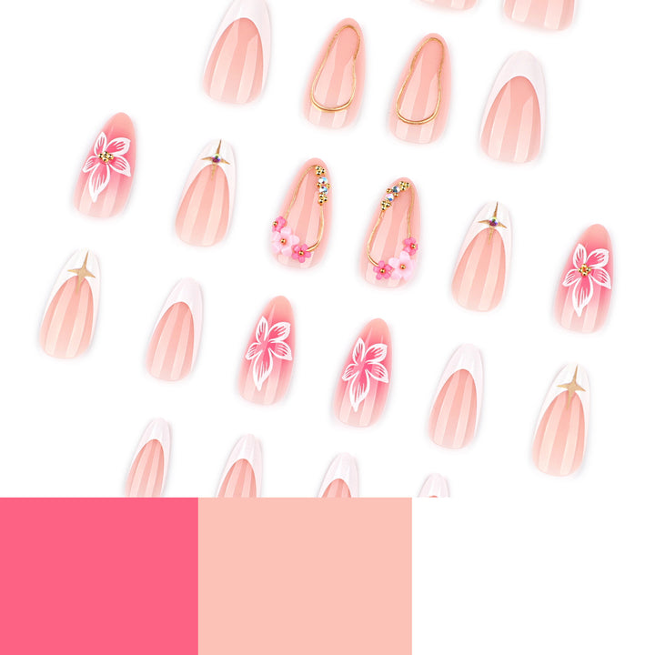 Artful Nail Extensions with Floral Accents Stornfield