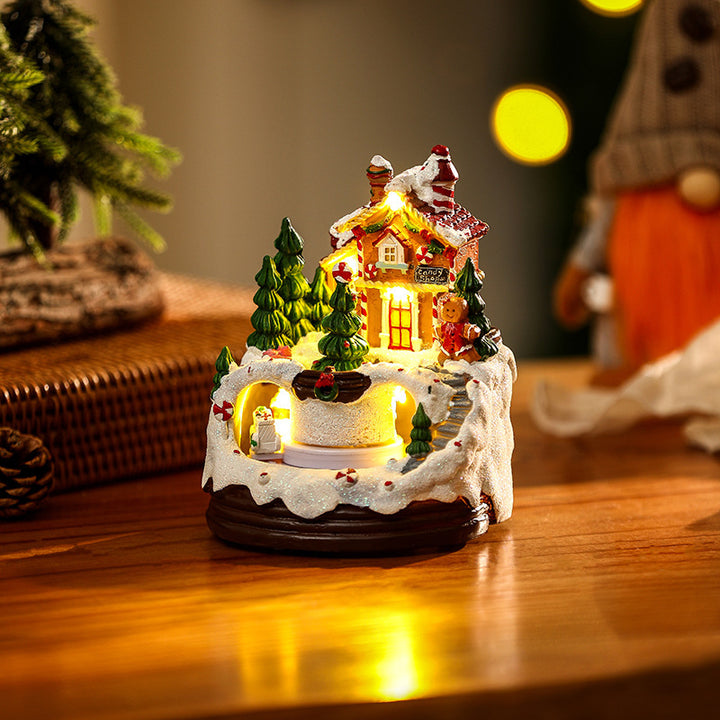 Illuminated Christmas village decoration with moving figures Stornfield