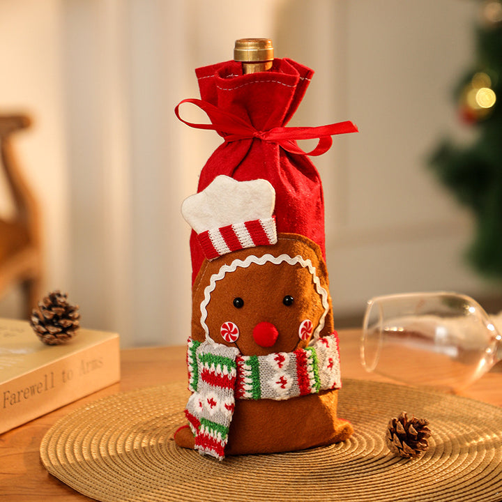 Decorative wine bottle cover in gingerbread man design Stornfield