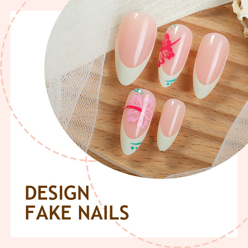 Acrylic nail set with stylish floral tips Stornfield