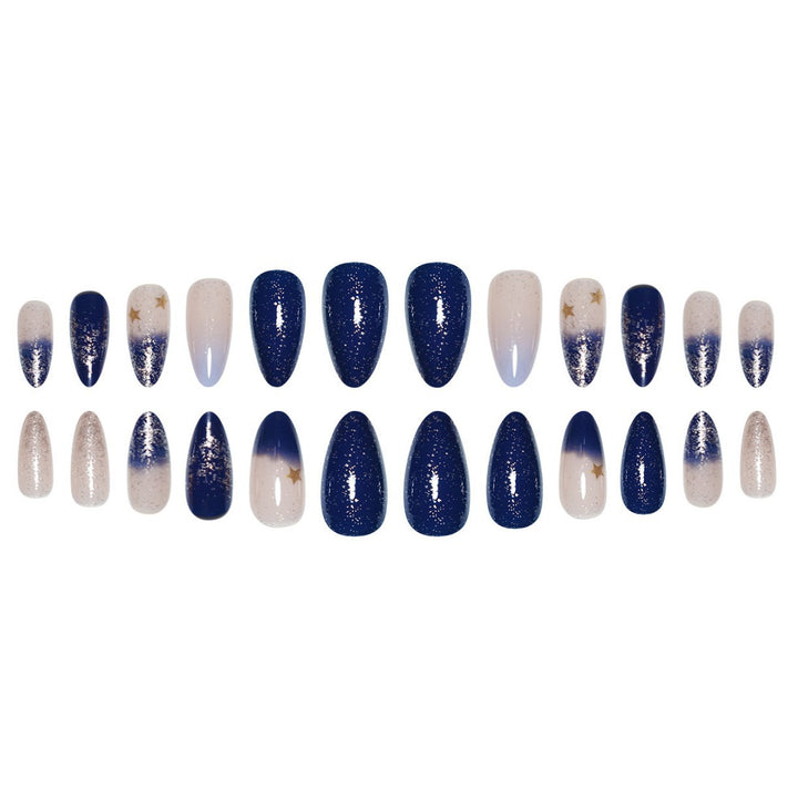 Stiletto Press-On Nail Art Extensions with Starry Designs Stornfield