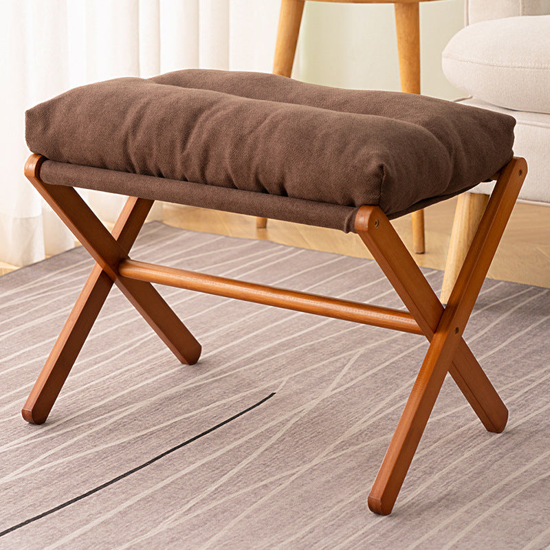 Folding Stool with Padded Seat and Stable Wooden Frame Stornfield