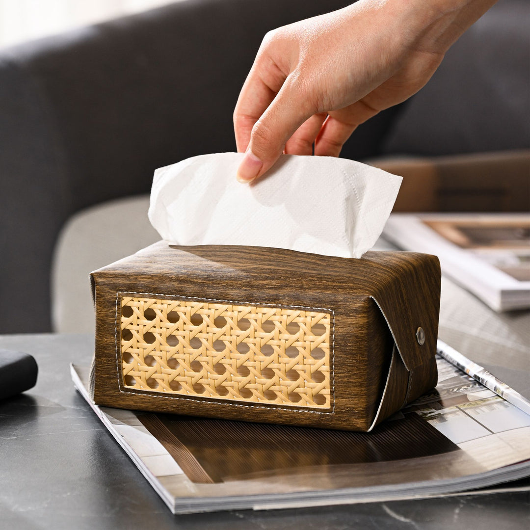 Decorative Rattan Patterned Tissue Box Holder Stornfield