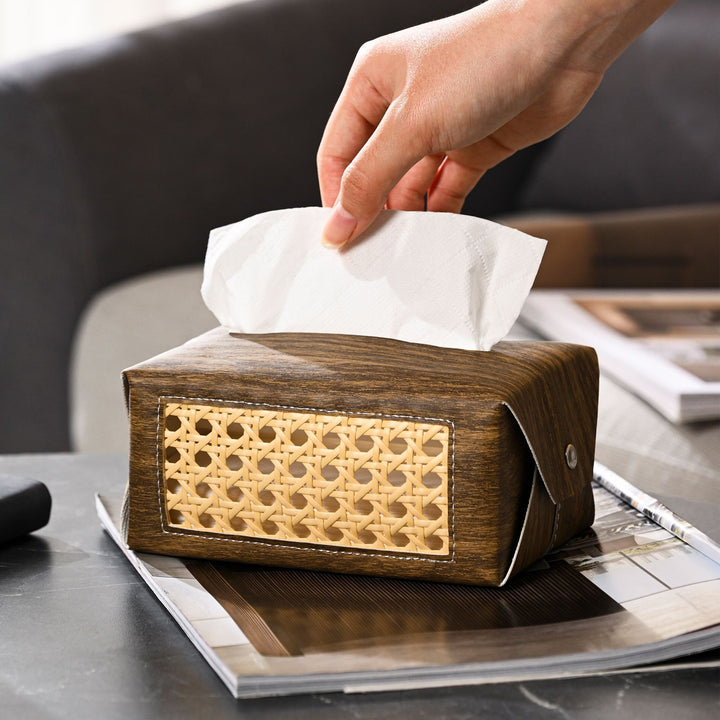 Decorative Rattan Patterned Tissue Box Holder Stornfield