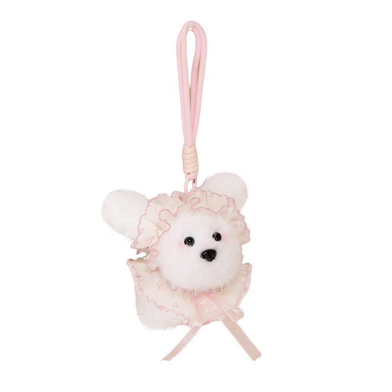 Fluffy Bunny Bag Charm Keychain with Faux-Fur Plush Body and Decorative Resin Accent Stornfield