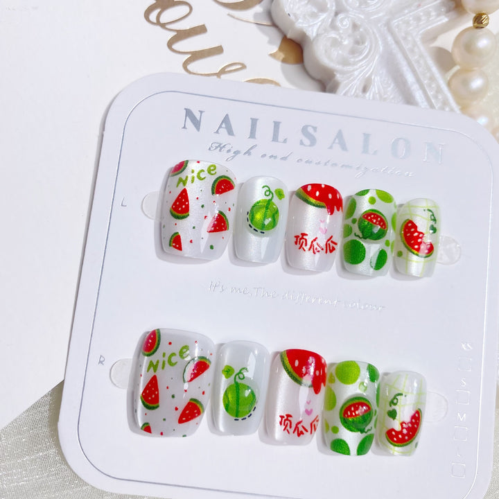 Whimsical Fruit-Themed Press-On Nail Art Set