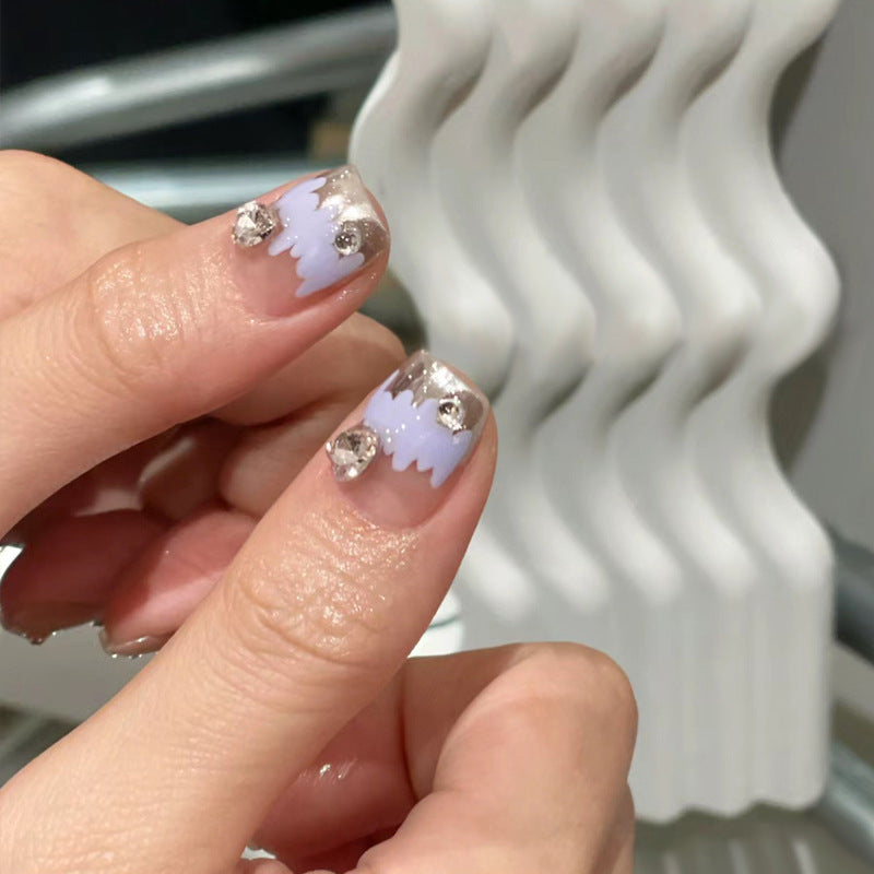 Artistic Press-On Nail Set with Floral and Heart Designs Stornfield