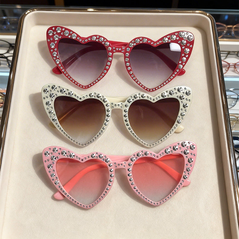 Rhinestone-Accented Heart-Shaped Sunglasses Stornfield