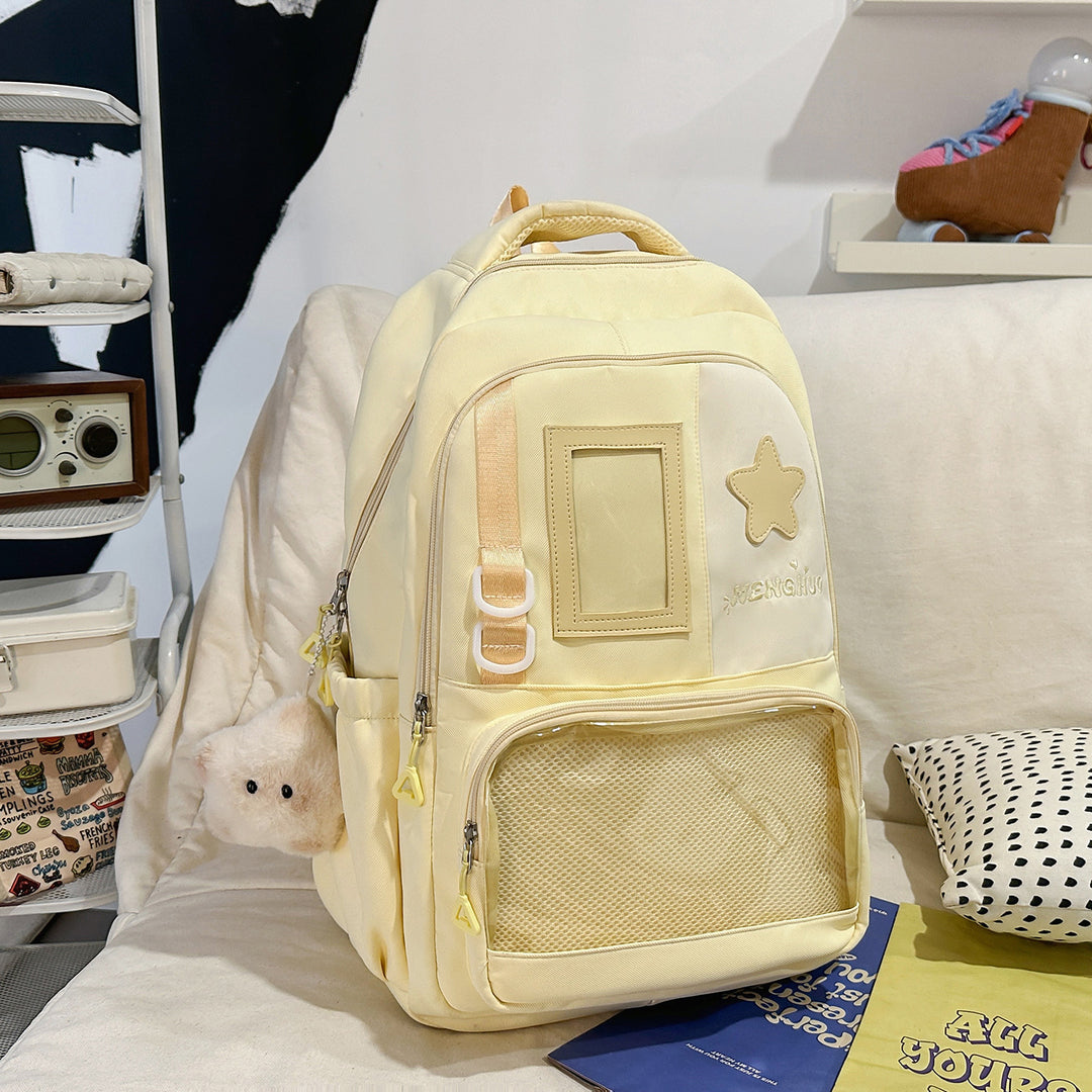 Structured Casual Backpack with Transparent Pocket Stornfield