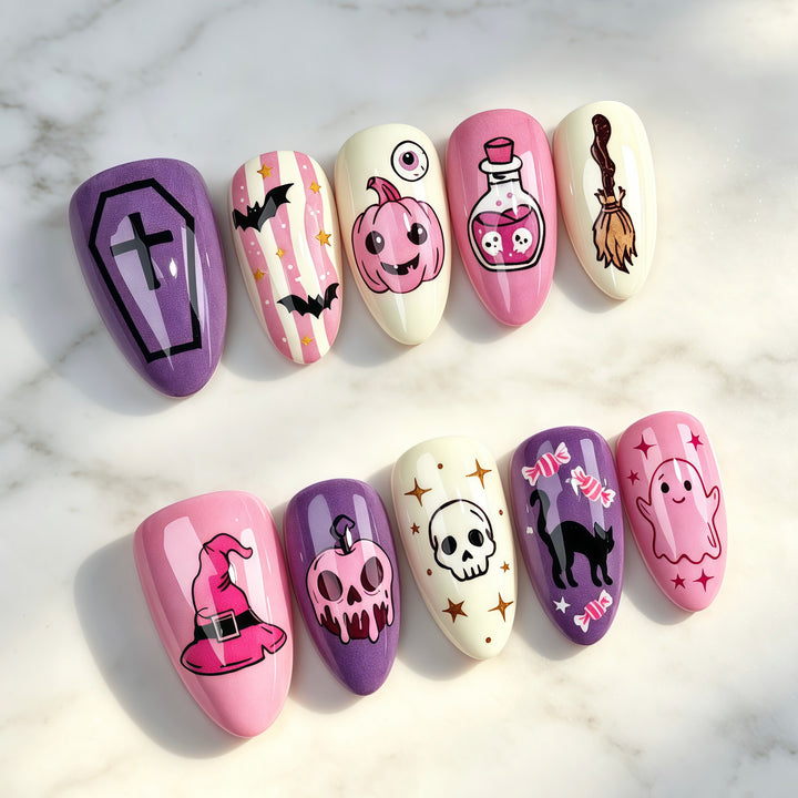 Thematic Halloween Press-On Nail Art Set