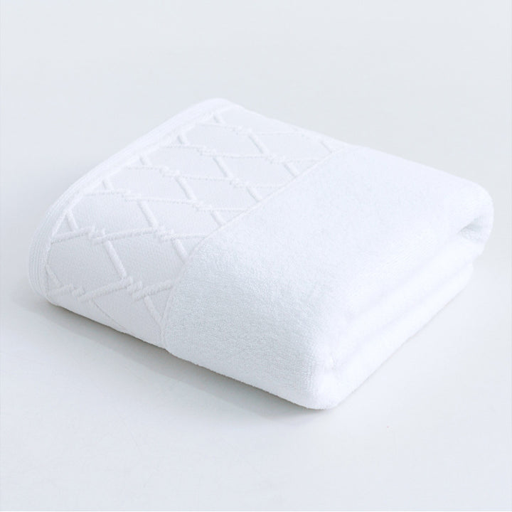 Large premium terry bath towel with decorative structure border