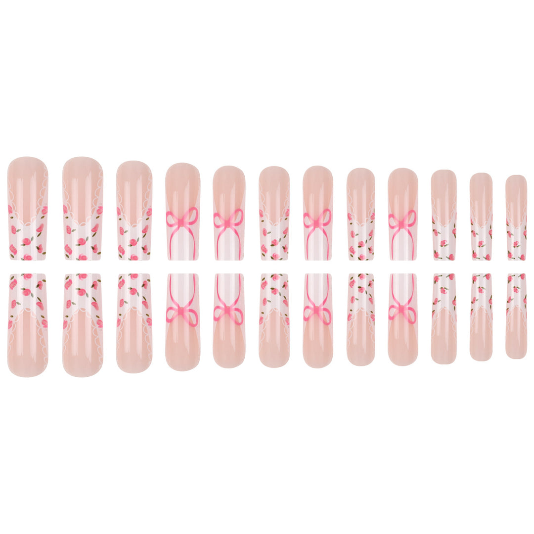 Floral Bow-Embellished Press-On Nail Set Stornfield