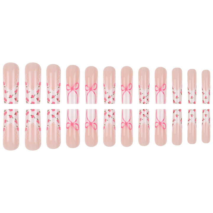 Floral Bow-Embellished Press-On Nail Set Stornfield