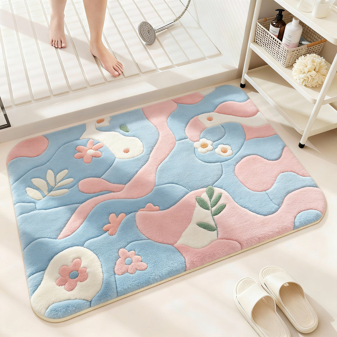Floral Pattern Bath Rug